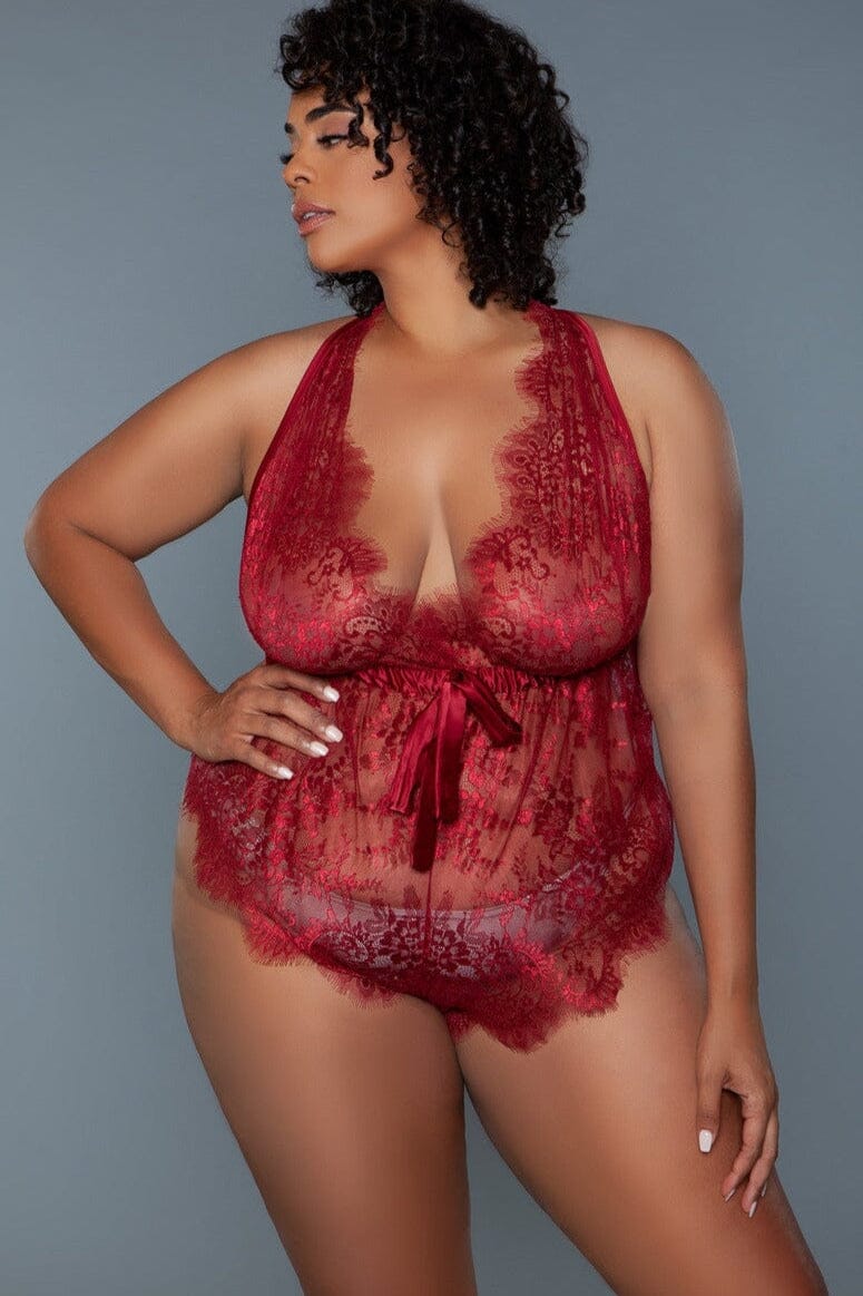 Plus Size Floral Lace Teddy-Teddies-SEXYSHOES.COM