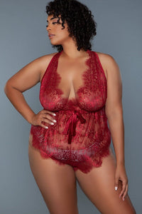 Plus Size Floral Lace Teddy-Teddies-SEXYSHOES.COM