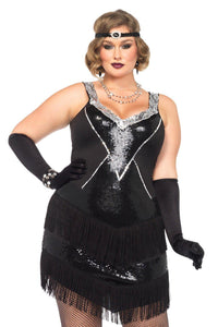 Leg Avenue Plus Size Glamour Flapper Costume in Black  from SexyShoes.com