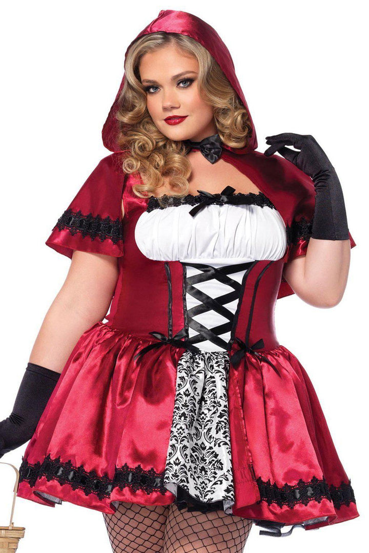 Plus Size Gothic Red Riding Hood Costume-Fairytale Costumes-Leg Avenue-Red-1/2XL-SEXYSHOES.COM