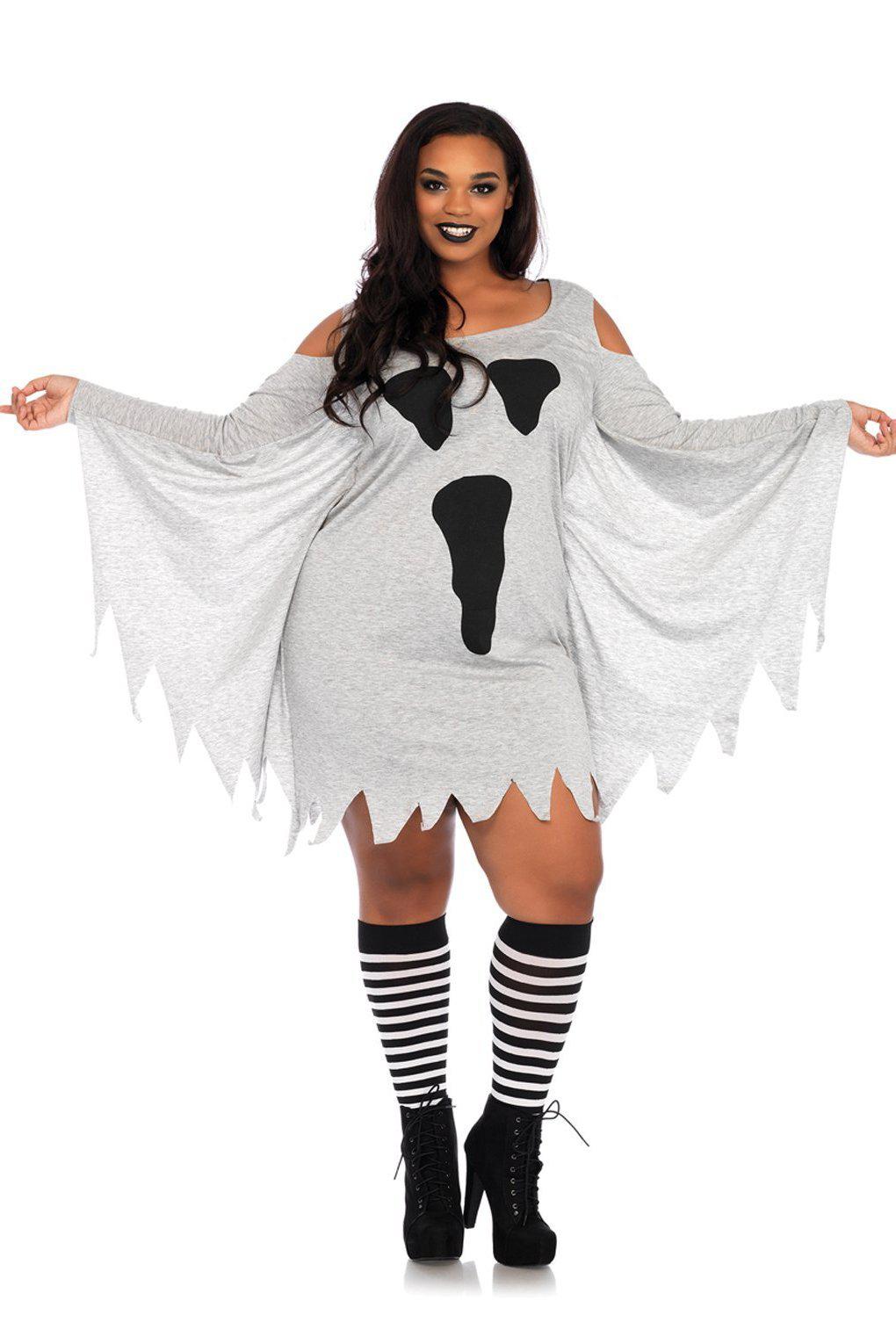 Leg Avenue Plus Size Jersey Ghost Dress in Grey 