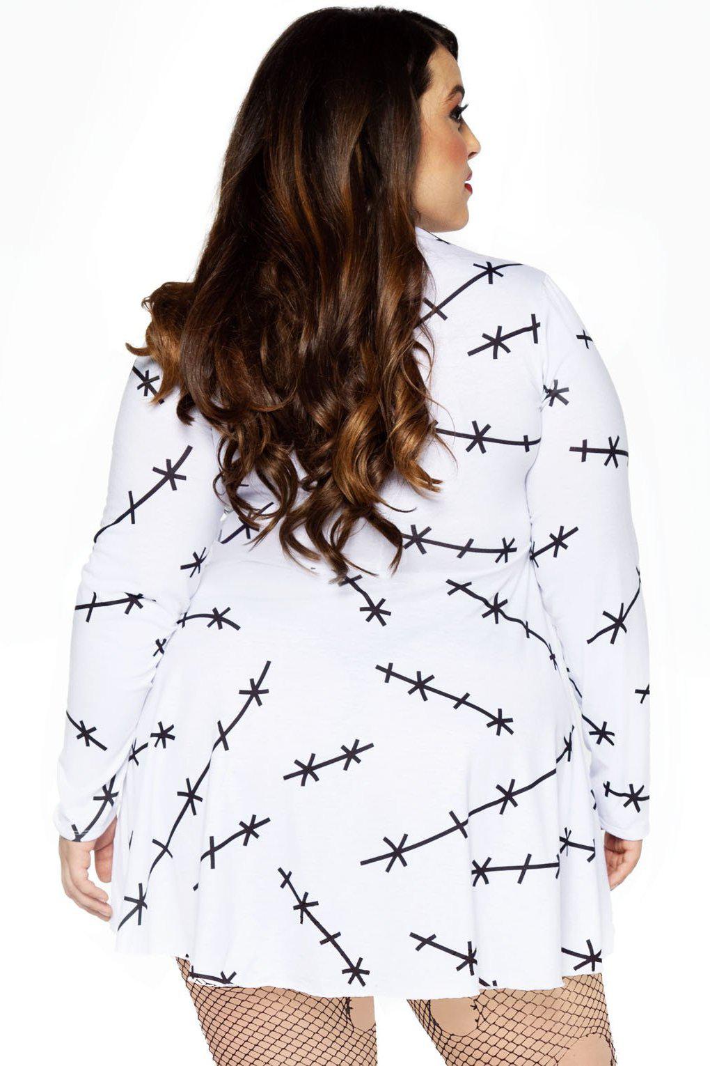 Leg Avenue Plus Size Jersey Stitch Dress in White 