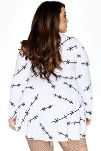 Leg Avenue Plus Size Jersey Stitch Dress in White 