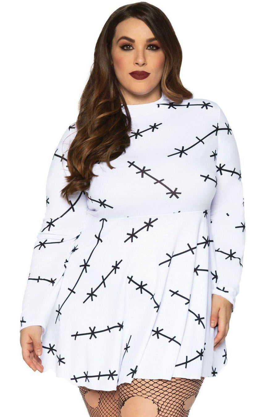 Leg Avenue Plus Size Jersey Stitch Dress in White  from SexyShoes.com