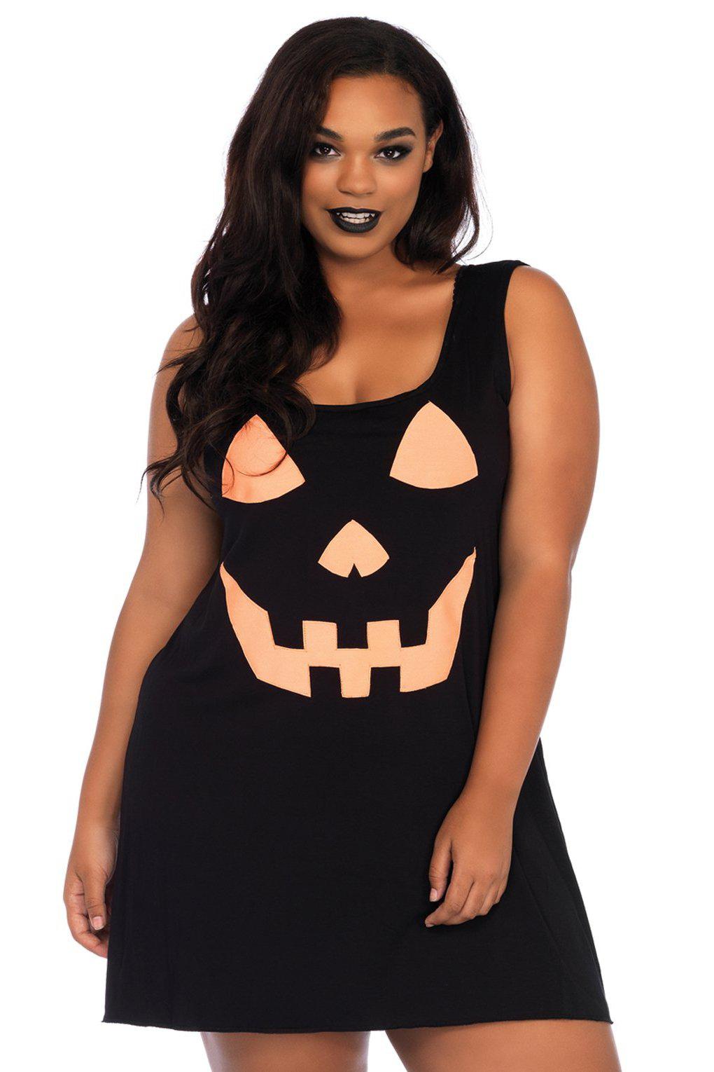 Plus Size Jersy Pumpkin Dress-Other Costumes-Leg Avenue-Black-1/2XL-SEXYSHOES.COM