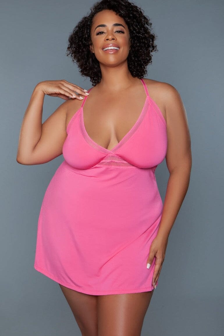 BeWicked Plus Size Mini Length Babydoll in Pink 