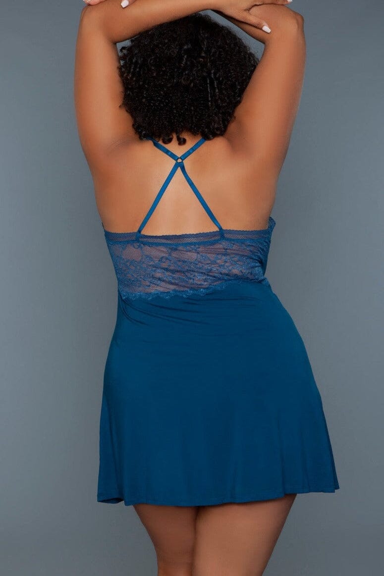 BeWicked Plus Size Mini Length Babydoll in Blue 