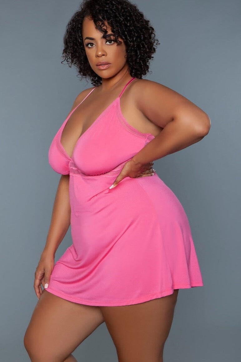 Plus Size Mini-Length Babydoll-Babydolls-SEXYSHOES.COM