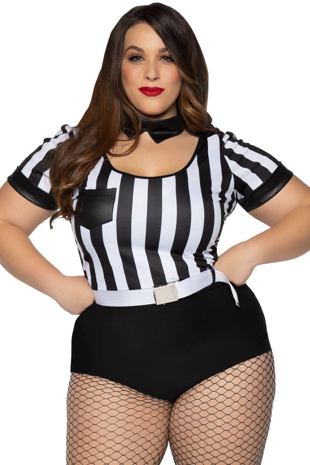 Leg Avenue Plus Size No Rules Referee Teddy in Black  from SexyShoes.com