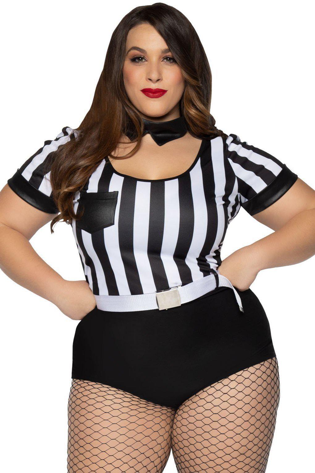 Plus Size No Rules Referee Teddy-Other Costumes-Leg Avenue-Black-1/2XL-SEXYSHOES.COM