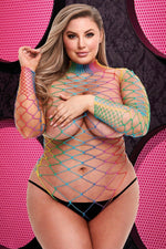 Plus Size Rainbow Fishnet Teddy