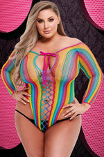 Plus Size Rainbow Lace Trimmed Teddy