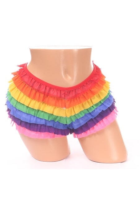 Plus Size Rainbow Mesh Ruffle Panty-Bloomers-Daisy Corsets-Rainbow-2X-SEXYSHOES.COM