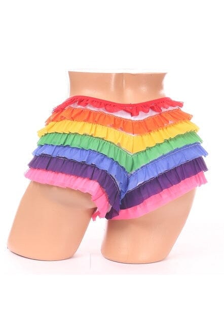Daisy Corsets Plus Size Rainbow Mesh Ruffle Panty in Rainbow 