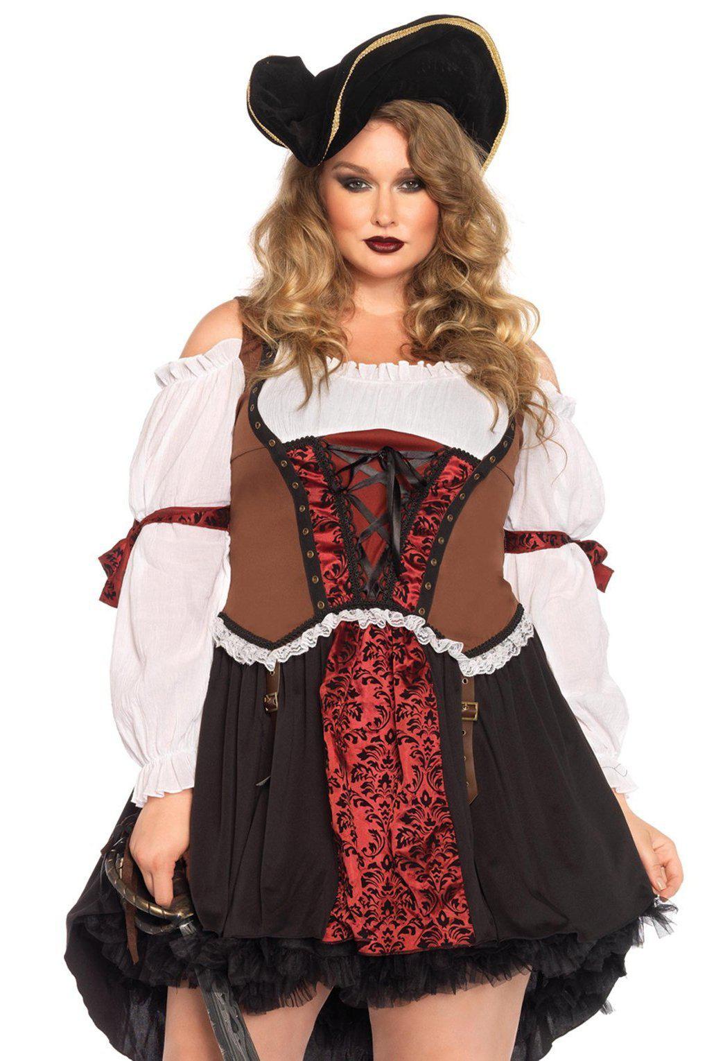 Plus Size Ruthless Pirate Wench Costume-Pirate Costumes-Leg Avenue-Multi-1/2XL-SEXYSHOES.COM
