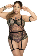 Plus Size Sexy Camo Cut Out Bodysuit