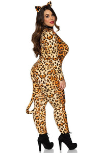 Leg Avenue Plus Size Sexy Cougar Catsuit Costume in Animal 