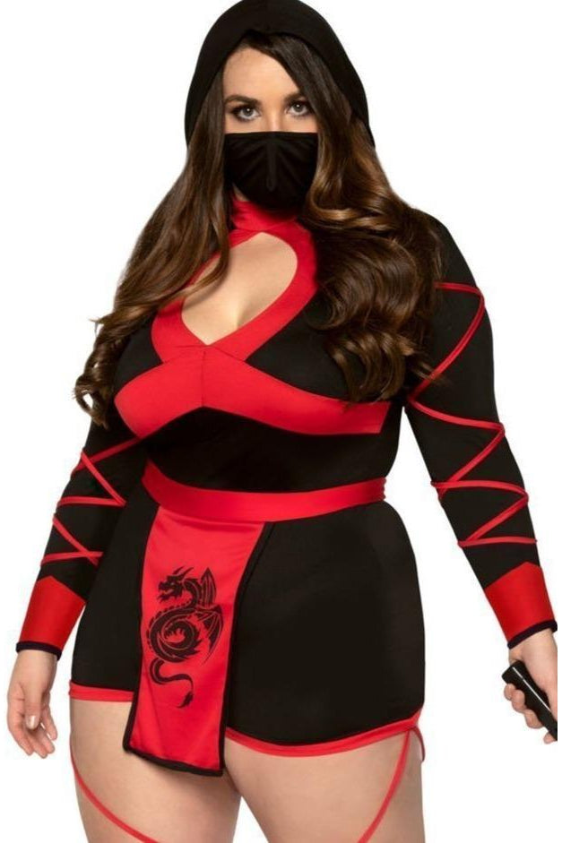 Plus Size Sexy Dragon Ninja Costume-Villian Costumes-Leg Avenue-Black-1/2XL-SEXYSHOES.COM