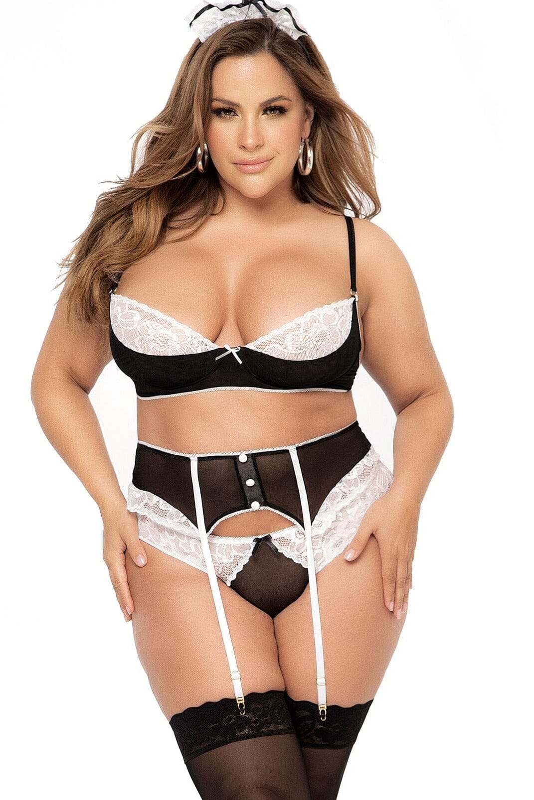 Mapale Plus Size Sexy French Maid Costume in Black  from SexyShoes.com