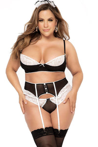 Mapale Plus Size Sexy French Maid Costume in Black  from SexyShoes.com
