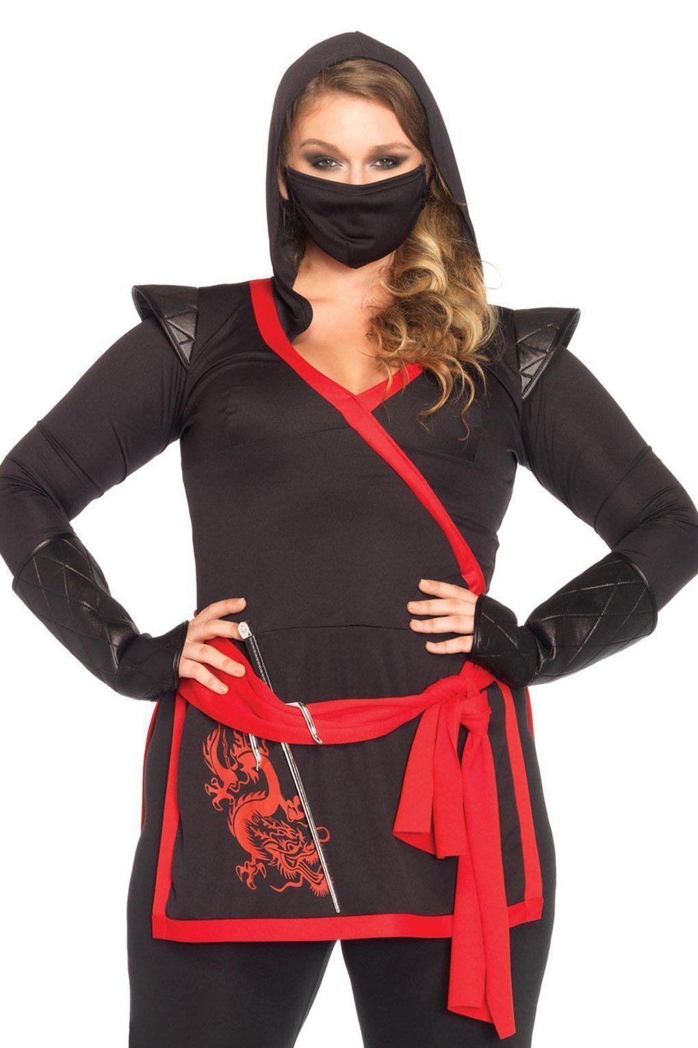 Plus Size Sexy Ninja Assasin-Villian Costumes-Leg Avenue-Black-1/2XL-SEXYSHOES.COM