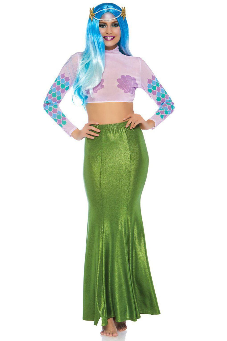 Leg Avenue Plus Size Shimmer Spandex Mermaid Skirt in Green 