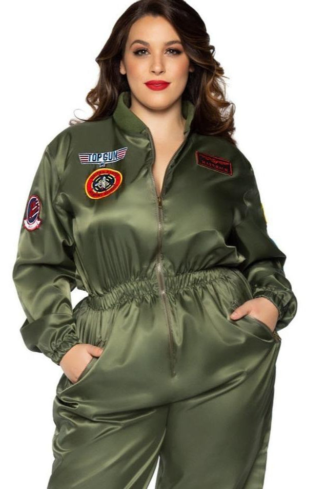 Plus Size Top Gun Costume Flight Suit-Military Costumes-Leg Avenue-Tan-1/2XL-SEXYSHOES.COM