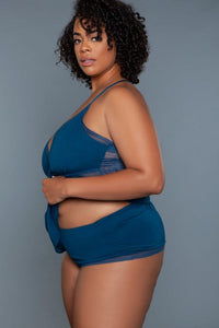 BeWicked Plus Size V Neckline Cami Set in Blue 