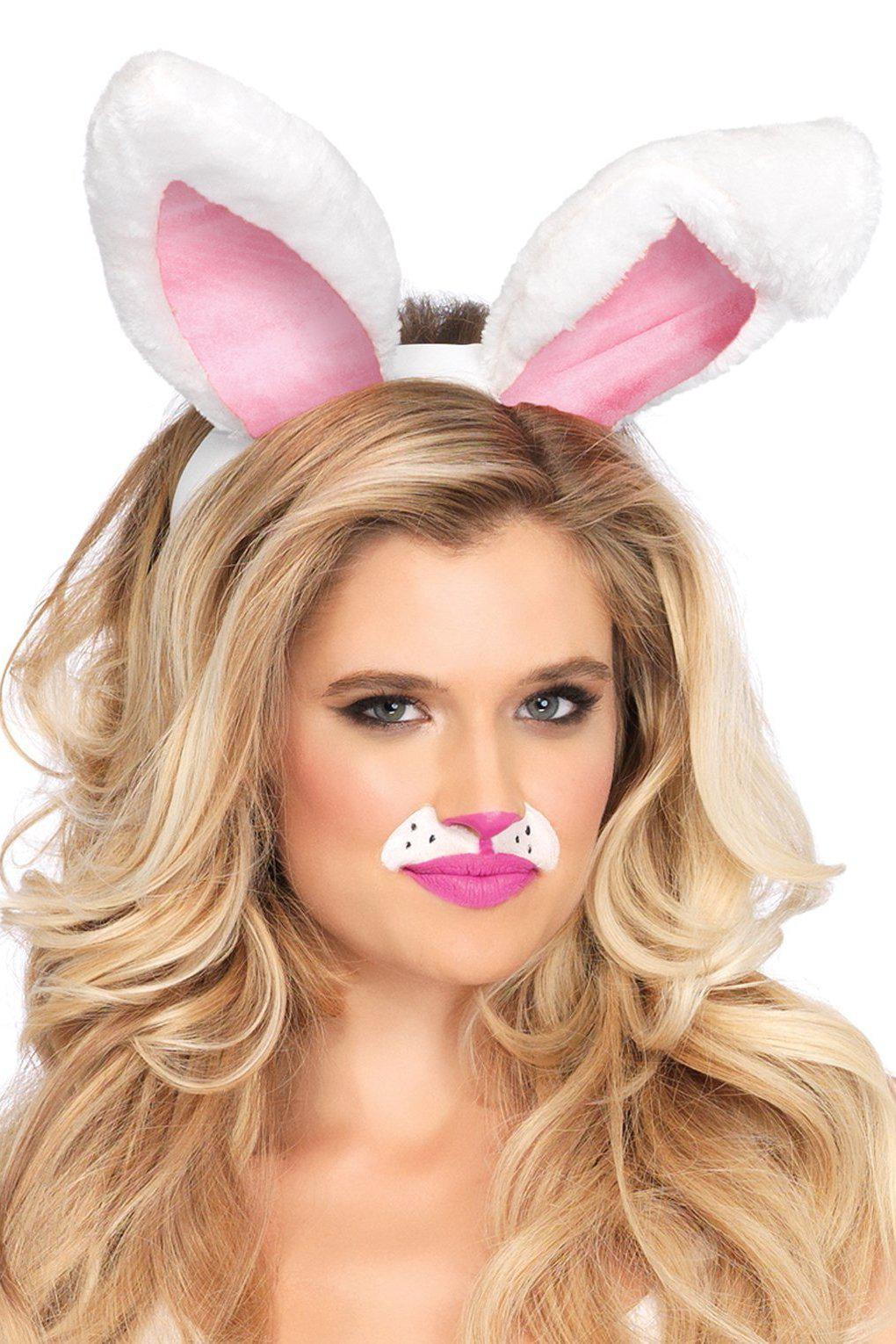 Plush Bunny Ears-Costume Headwear-Leg Avenue-White-O/S-SEXYSHOES.COM