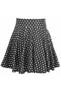 Daisy Corsets Polka Dot Stretch Lycra Skirt in Black  from SexyShoes.com