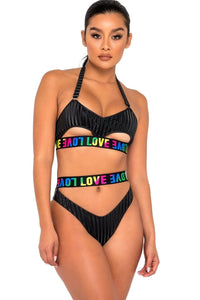 Roma Dancewear Pride High Cut Briefs with Cutout Panel & LOVE Elastic in Black  from SexyShoes.com