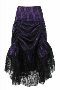 Daisy Corsets Purple w/Black Lace Overlay Ruched Bustle Skirt in Purple  from SexyShoes.com