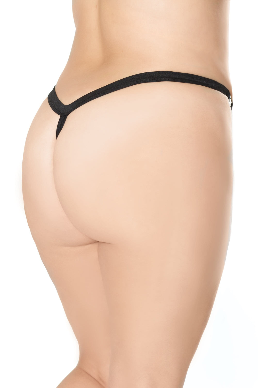 Quick Release Knit Thong | Plus Size-Strings + Thongs-Coquette-Black-Q-SEXYSHOES.COM
