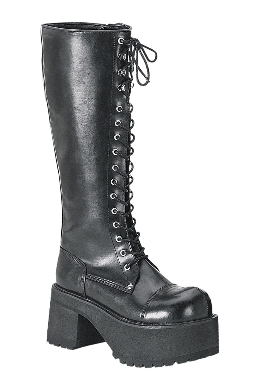 Demonia RANGER-302 Black Vegan Leather Knee Boot in Black Vegan Leather from SexyShoes.com