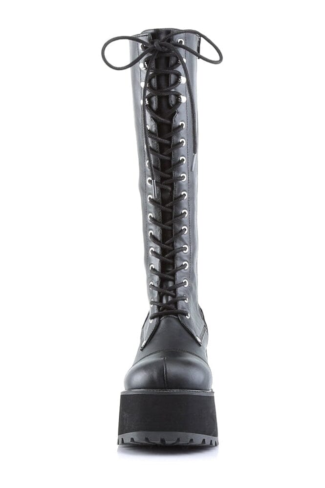 RANGER-302 Black Vegan Leather Knee Boot-Knee Boots-Demonia-SEXYSHOES.COM