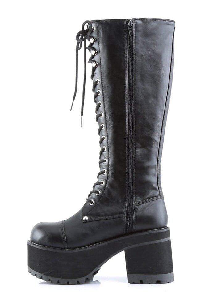 RANGER-302 Black Vegan Leather Knee Boot-Knee Boots-Demonia-SEXYSHOES.COM
