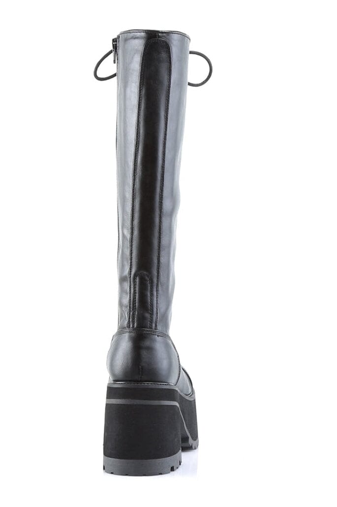 Demonia RANGER-302 Black Vegan Leather Knee Boot in Black Vegan Leather