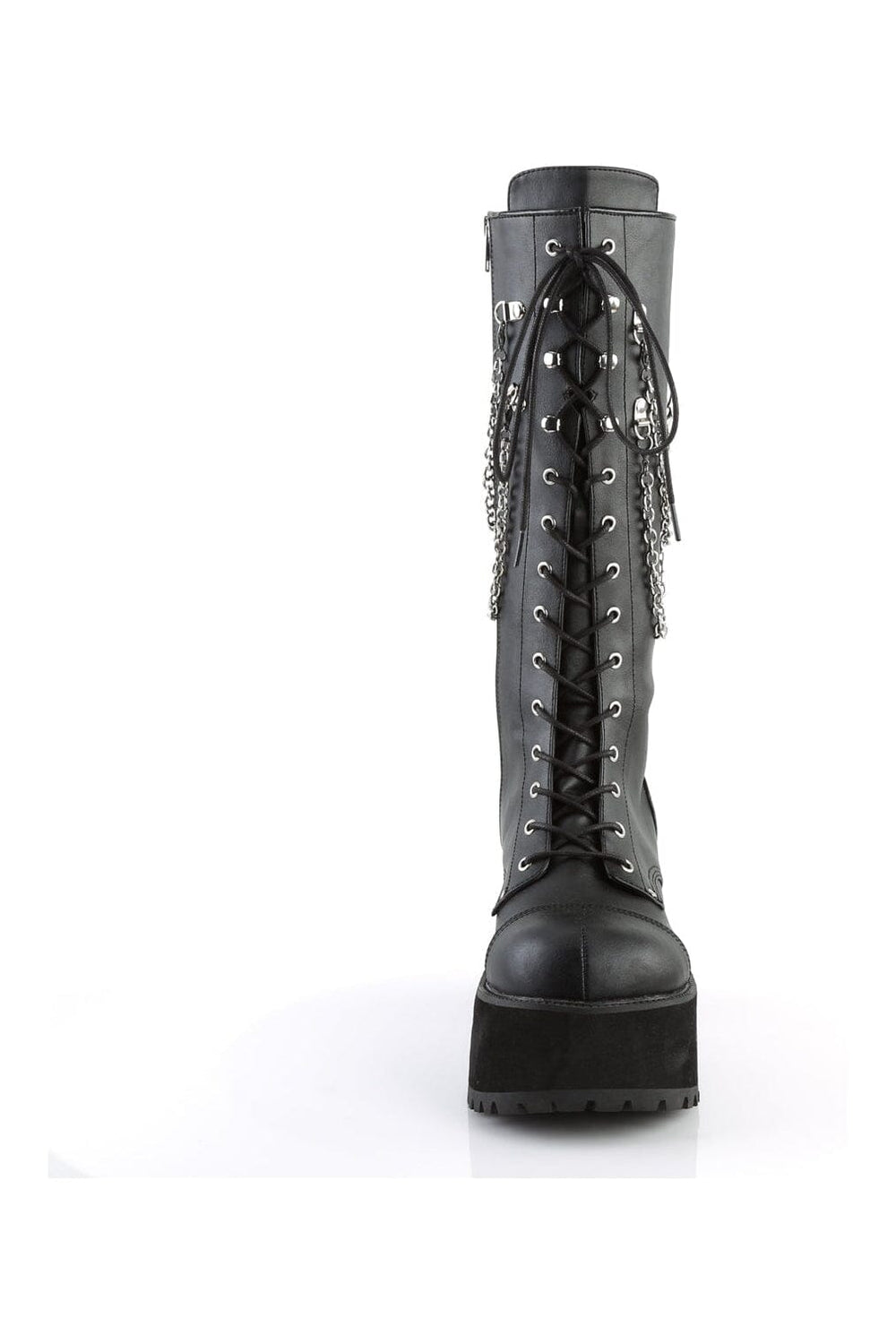 Demonia RANGER-303 Black Hologram Patent Knee Boot in Black Hologram Patent