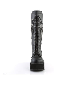 Demonia RANGER-303 Black Hologram Patent Knee Boot in Black Hologram Patent