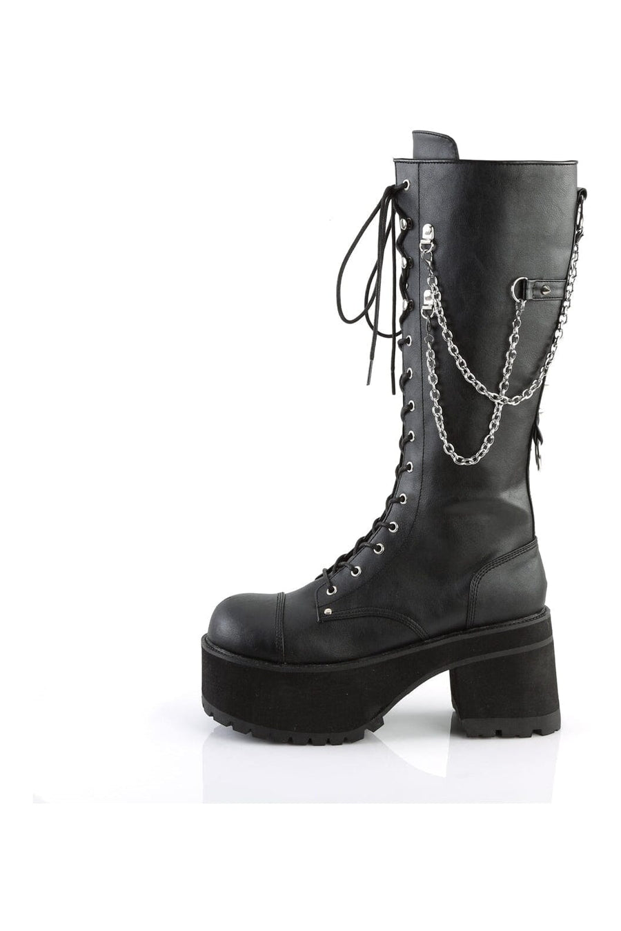 Demonia RANGER-303 Black Hologram Patent Knee Boot in Black Hologram Patent
