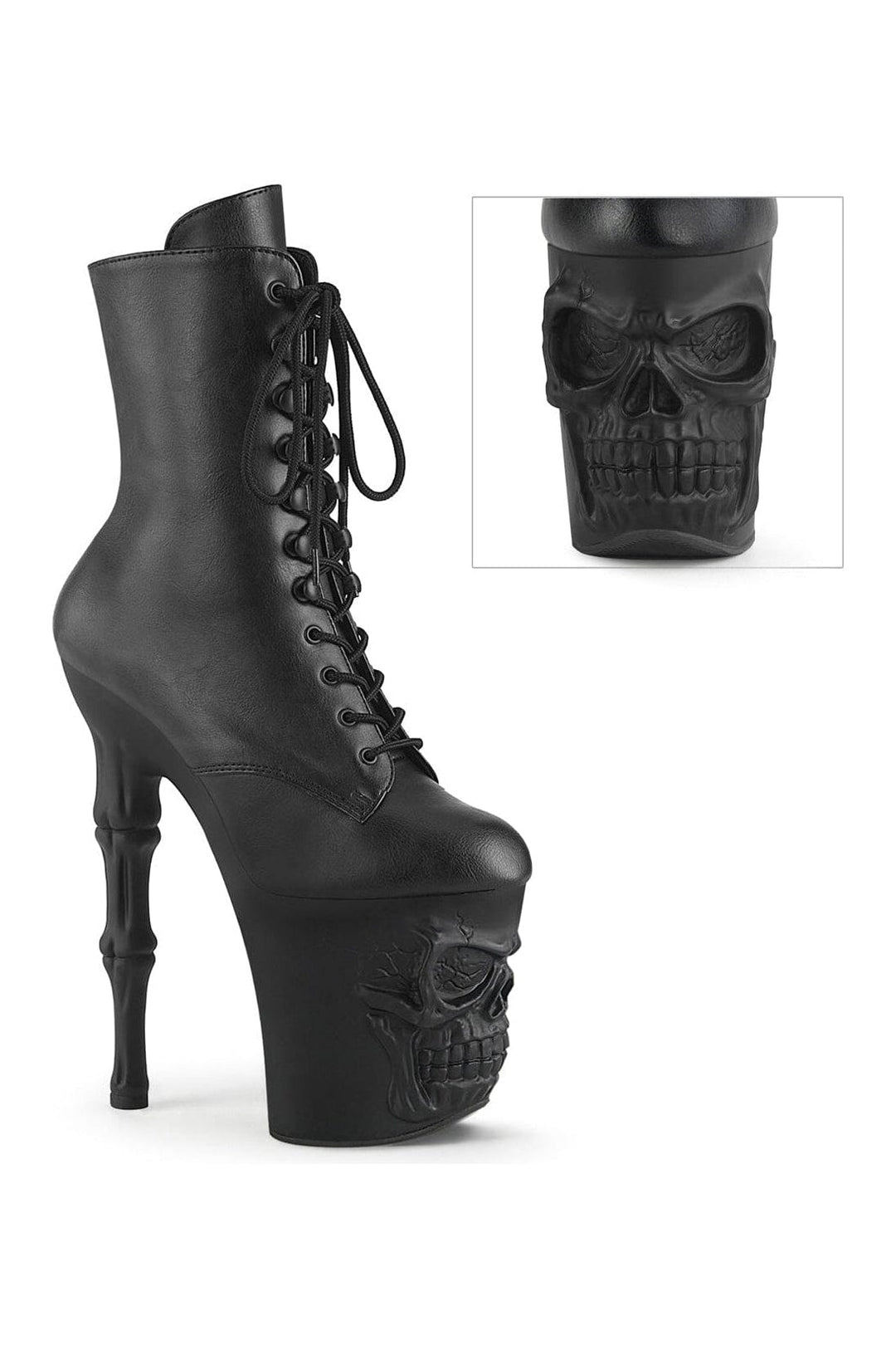 Pleaser RAPTURE-1020 Black Faux Leather Ankle Boot in Black Faux Leather from SexyShoes.com