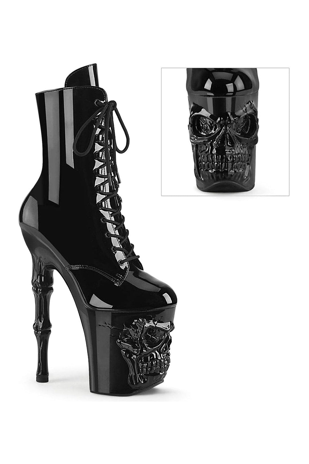 Pleaser RAPTURE-1020 Black Patent Ankle Boot in Black Patent from SexyShoes.com