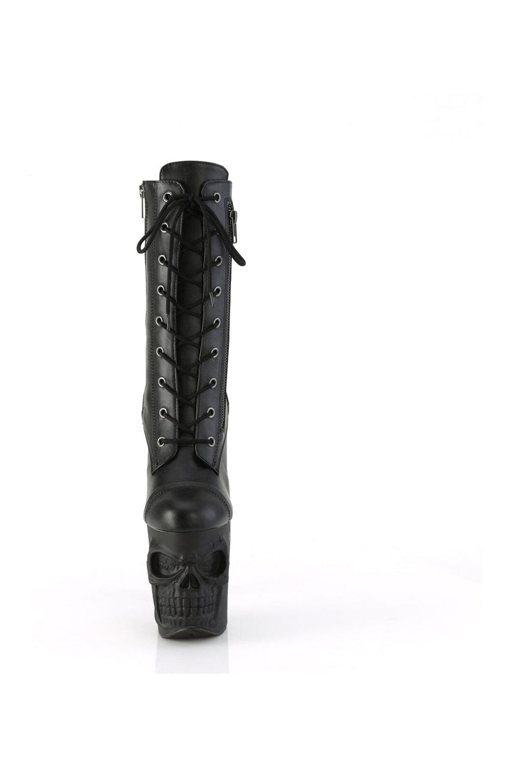 Pleaser RAPTURE-1047 Black Faux Leather Knee Boot in Black Faux Leather