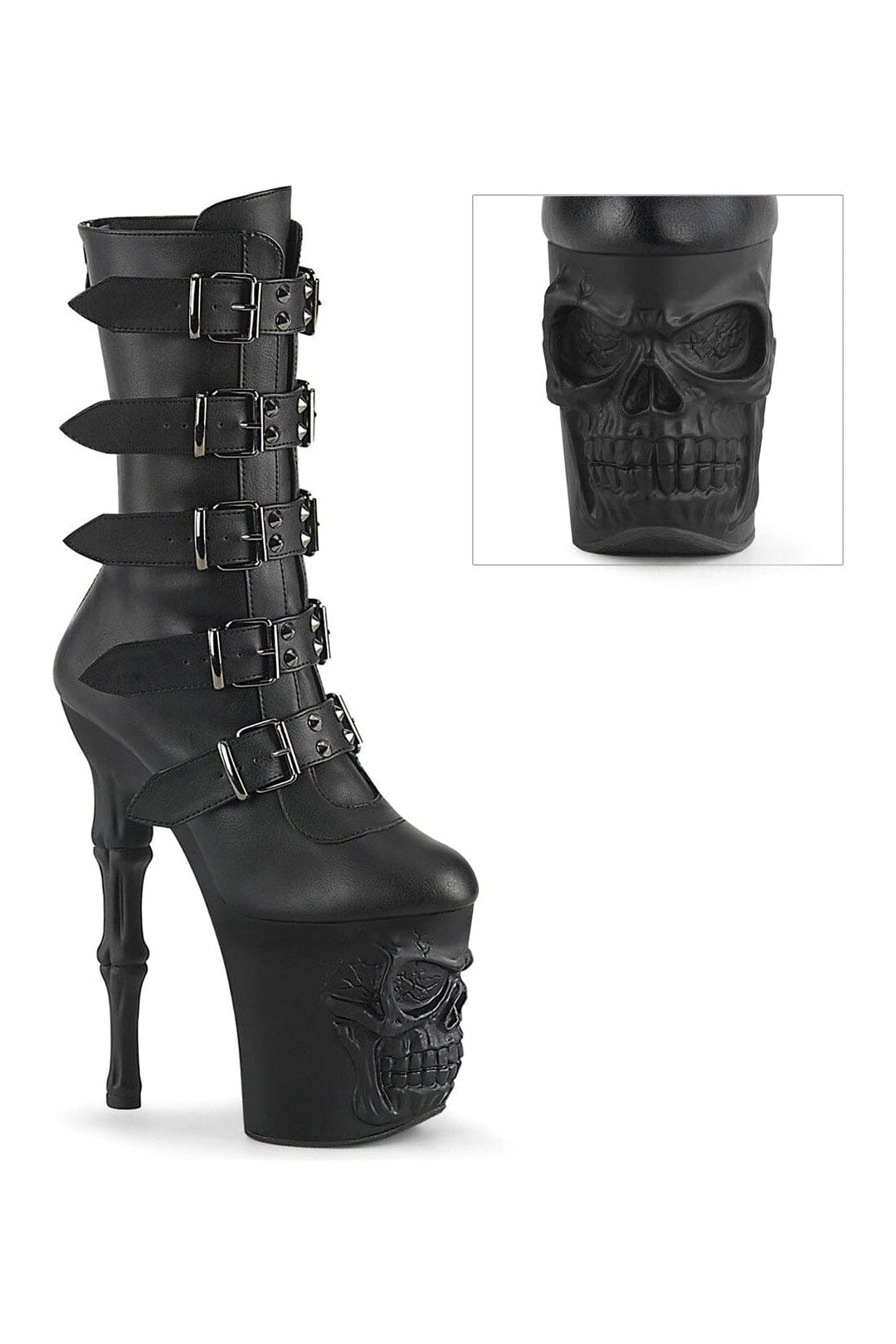 Pleaser RAPTURE-1052BK Black Faux Leather Knee Boot in Black Faux Leather from SexyShoes.com