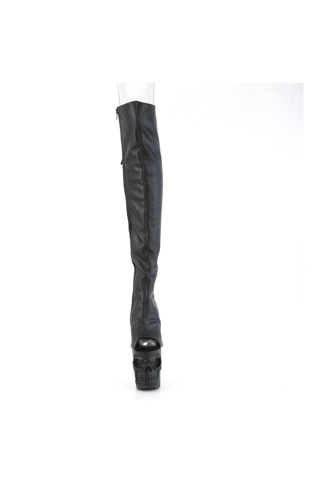 Pleaser RAPTURE-3019 Black Faux Leather Knee Boot in Black Faux Leather