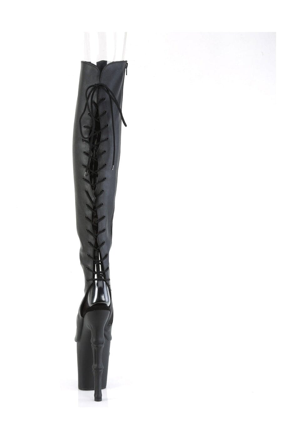 Pleaser RAPTURE-3019 Black Faux Leather Knee Boot in Black Faux Leather