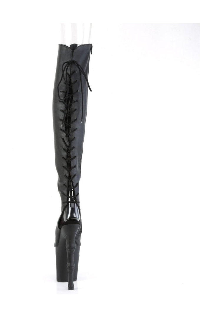 RAPTURE-3019 Black Faux Leather Knee Boot-Knee Boots-Pleaser-SEXYSHOES.COM