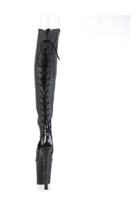 Pleaser RAPTURE-3019 Black Faux Leather Knee Boot in Black Faux Leather