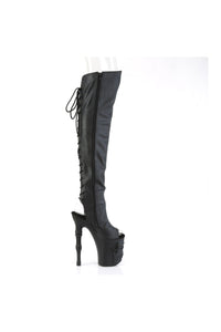 Pleaser RAPTURE-3019 Black Faux Leather Knee Boot in Black Faux Leather