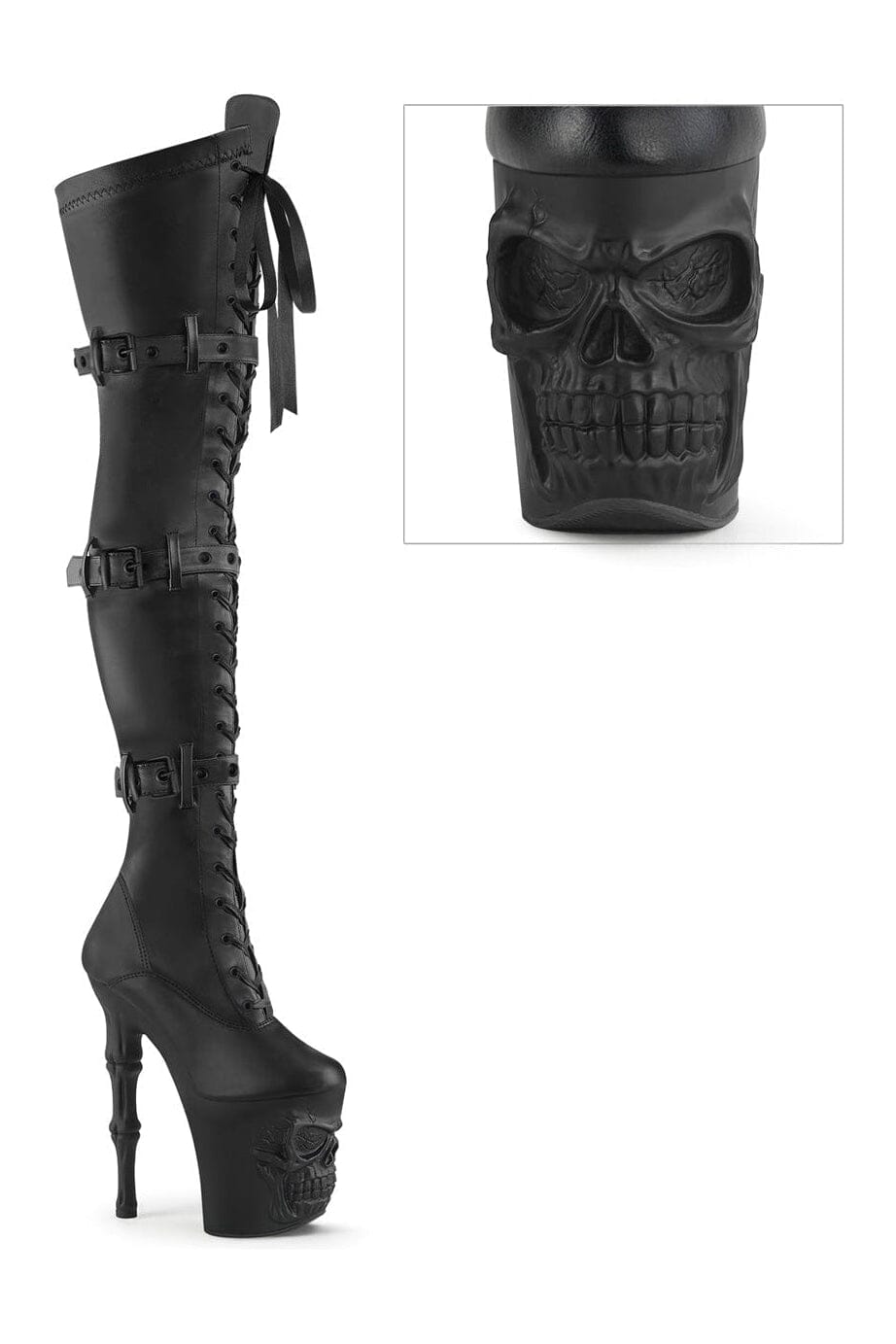 RAPTURE-3028 Black Faux Leather Thigh Boot-Thigh Boots-Pleaser-Black-10-Faux Leather-SEXYSHOES.COM